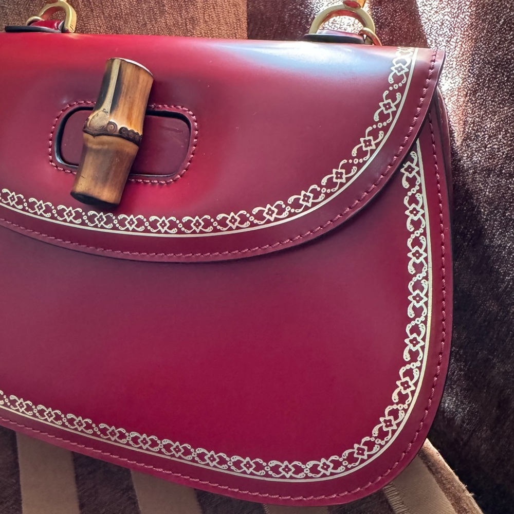 Gucci Bamboo Handle Red Box Leather Special Edition Handbag size M - Picture 6 of 16